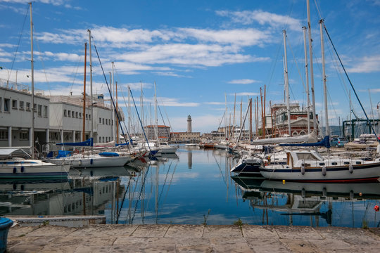 Port of Trieste with many boats and yacths