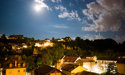 Swiss evening with starry night, Light pollution