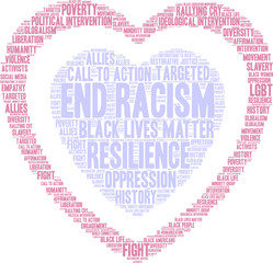 End Racism Word Cloud on a white background. 