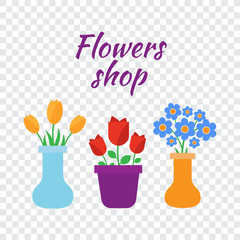 Spring flowers. Cute vector spring flowers icons. Simple flowers vector