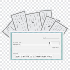 Blank check template. Check vector template. Banking check template