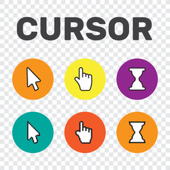 Pixel cursors icons mouse hand arrow. Mouse computer cursor. Hand arrow web cursor set