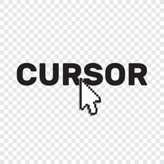 Pixel cursors icons mouse hand arrow. Mouse computer cursor. Hand arrow web cursor set