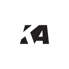 Initial letter KA, negative space logo, simple black color - obrazy, fototapety, plakaty