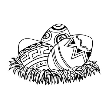 Sketchy of Basket with eggs 