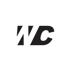 Obraz premium Initial letter WC, negative space logo, simple black color