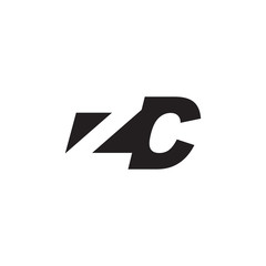 Initial letter ZC, negative space logo, simple black color