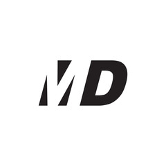 Initial letter MD, negative space logo, simple black color