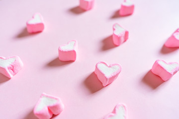 Pink Sweet Marshmallow, on Pink Pastel Coloured Background 