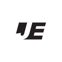 Initial letter JE, negative space logo, simple black color
