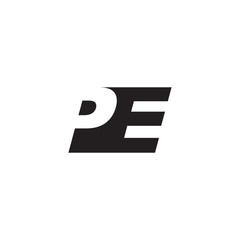 Initial letter PE, negative space logo, simple black color