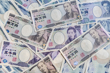 Japanese currency yen bank notes - obrazy, fototapety, plakaty