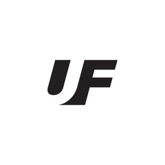 Initial letter UF, negative space logo, simple black color