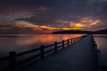 Fototapeta premium The bridge in beautiful view on sea at sunrise