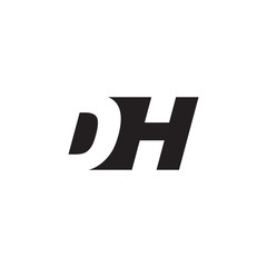 Initial letter DH, negative space logo, simple black color