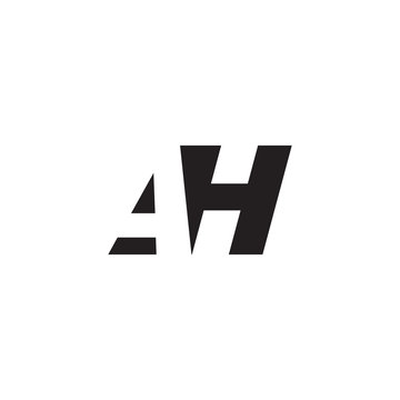 Initial letter AH, negative space logo, simple black color