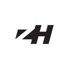 Initial letter ZH, negative space logo, simple black color