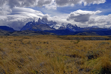 Mountain landscape and Mount Fitz Roy, Patagonia Argentina, South America