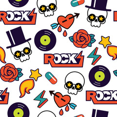 vector seamless rock pattern with skull