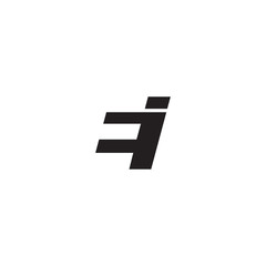Initial letter EI, negative space logo, simple black color