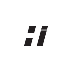 Initial letter HI, negative space logo, simple black color