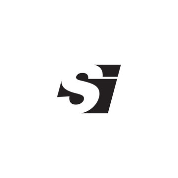 Initial letter SI, negative space logo, simple black color