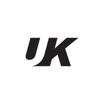 Initial letter UK, negative space logo, simple black color