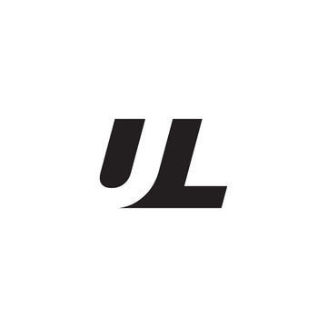 Initial letter UL, negative space logo, simple black color