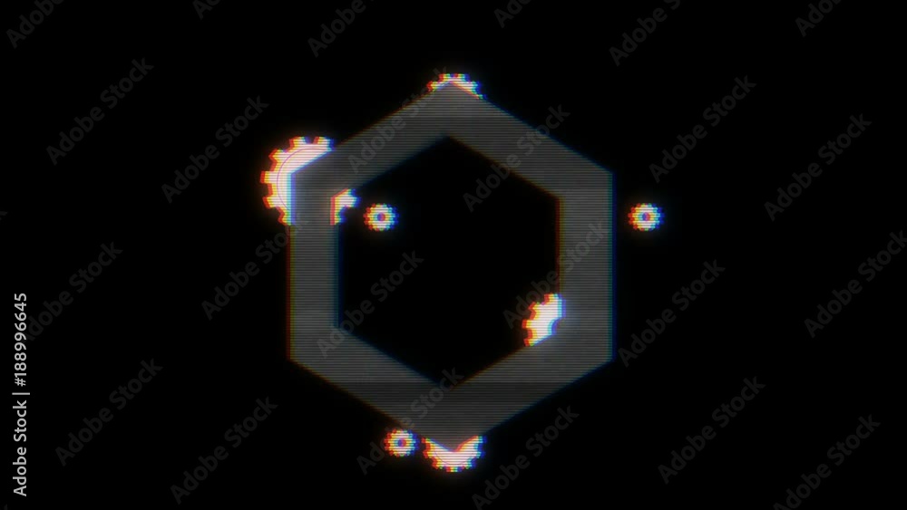 Poster futuristic hud element with computer data damage.rotating hexagon with gears.