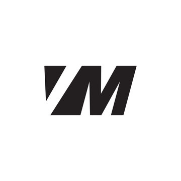 Initial letter VM, negative space logo, simple black color