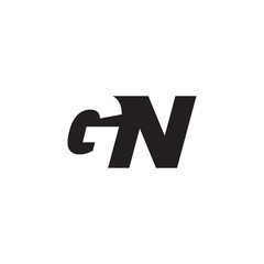 Initial letter GN, negative space logo, simple black color