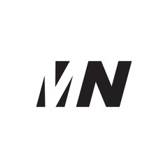 Initial letter MN, negative space logo, simple black color