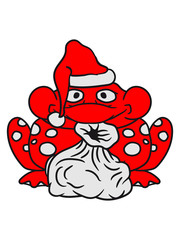weihnachtsmann weihnachten sack geschenke winter santa claus nikolaus sitzend frosch klein süß niedlich quak comic cartoon clipart