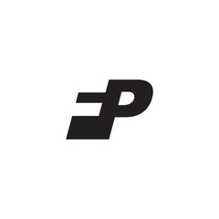 Initial letter FP, negative space logo, simple black color