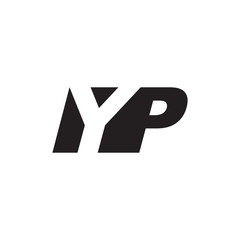 Initial letter YP, negative space logo, simple black color