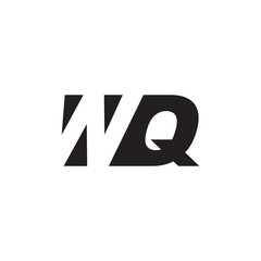 Initial letter WQ, negative space logo, simple black color