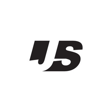 Initial letter JS, negative space logo, simple black color