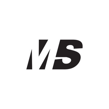 Initial letter MS, negative space logo, simple black color