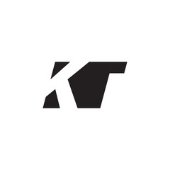 Initial letter KT, negative space logo, simple black color