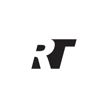 Initial letter RT, negative space logo, simple black color