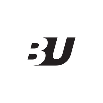 Initial letter BU, negative space logo, simple black color