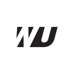 Initial letter WU, negative space logo, simple black color
