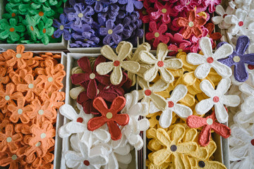 Colorful artificial Flowers from mulberry paper.