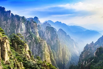 Crédence de cuisine en verre imprimé Monts Huang Paysage de la montagne Huangshan (montagnes jaunes). Situé dans la province d& 39 Anhui dans l& 39 est de la Chine.