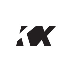 Initial letter KX, negative space logo, simple black color