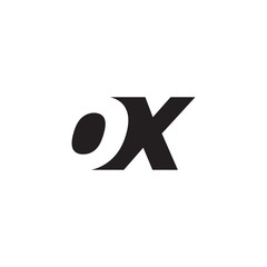 Initial letter OX, negative space logo, simple black color