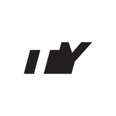 Initial letter TY, negative space logo, simple black color