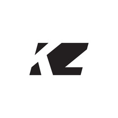 Initial letter KZ, negative space logo, simple black color