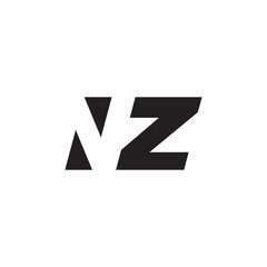 Initial letter NZ, negative space logo, simple black color