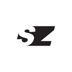 Initial letter SZ, negative space logo, simple black color